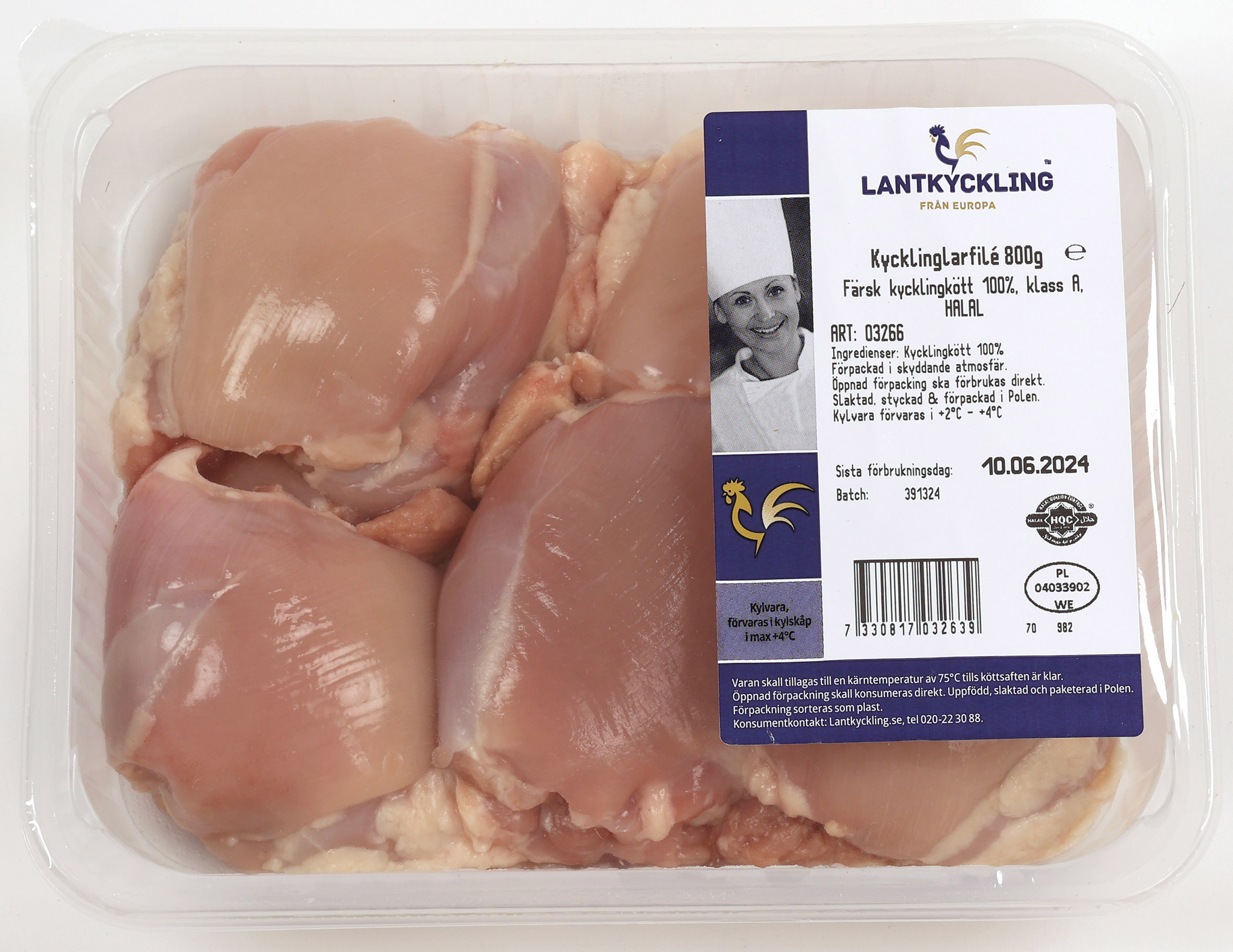 Lantkyckling lårfilé 800g